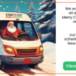 image of a stop start van with santa driving