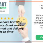 customer review from descartes: "first time have had a stop start delivery. great service, kept informed and delivery spot on time"